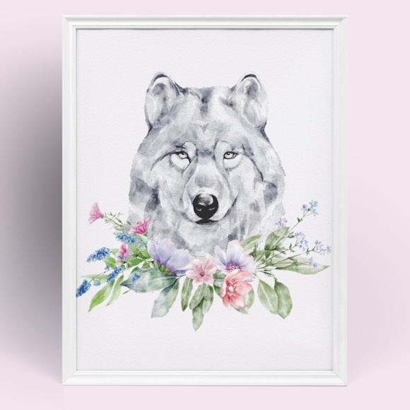 Other - Wall Art Watercolor Wolf Poster Print Unframed